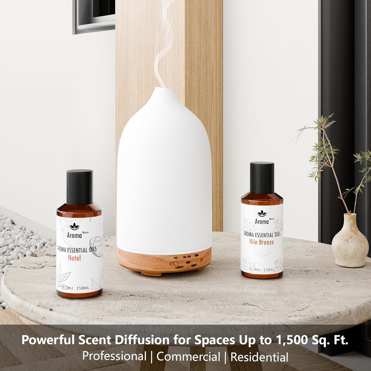 Aroma Essential Oil Blend - Nile Breeze - Hotel Fragrance Oil for Aromatherapy Diffuser Machine, Citrus Jasmine & Cedarwood, Elevate Large Room with Air Fresheners - 5.3fl oz
