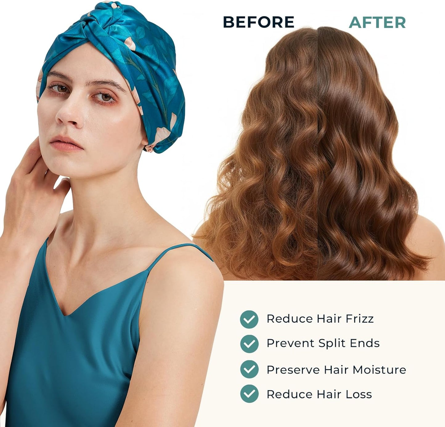 100% Mulberry Silk Bonnet, Double-Layered Hair Bonnet for Sleeping Women, Pure Silk Turban, Night Sleep Hair Wrap