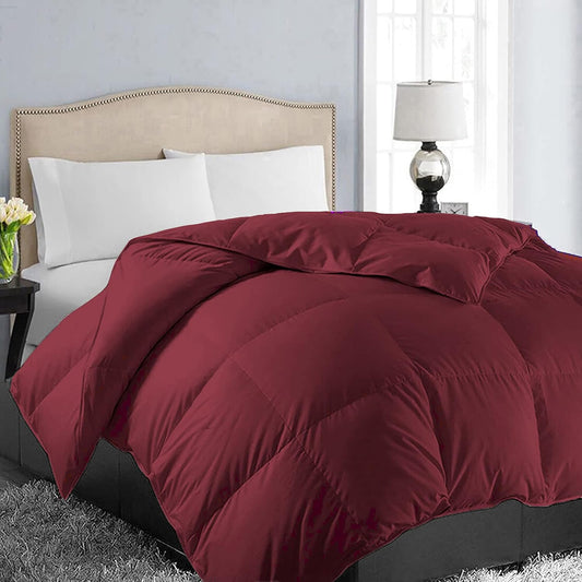 EASELAND Queen Size Down Alternative Comforter - Quilted Duvet Insert for All Seasons, Soft Lightweight with Corner Tabs, Summer Winter Warm Bedding, Burgundy 88×88 Inches