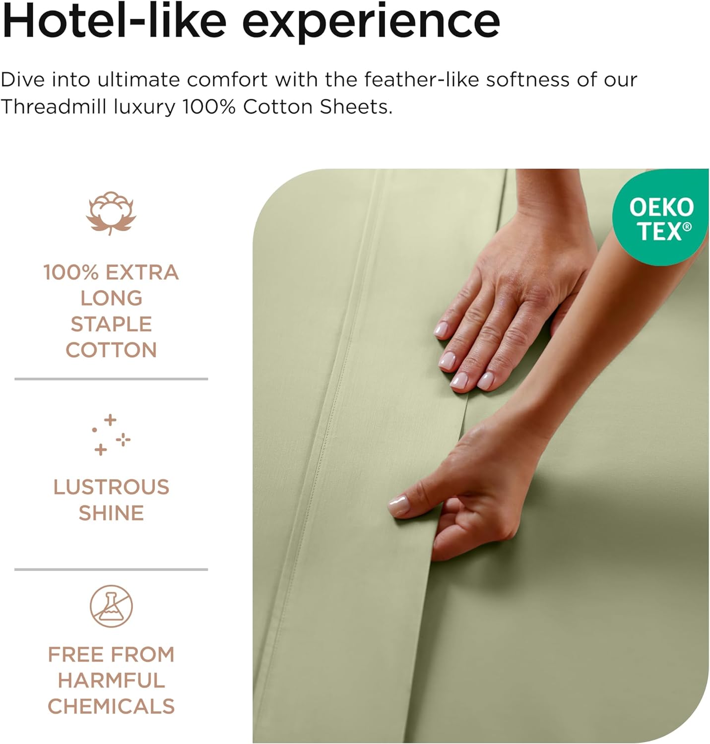 Threadmill Luxury 800 Thread Count Twin 100% Cotton Sheets - Sage Green Bed-Sheets, Sateen Weave Better Than Egyptian Cotton,3 Pc Solid Soft Bedding Set, Fits 15" Deep Pocket