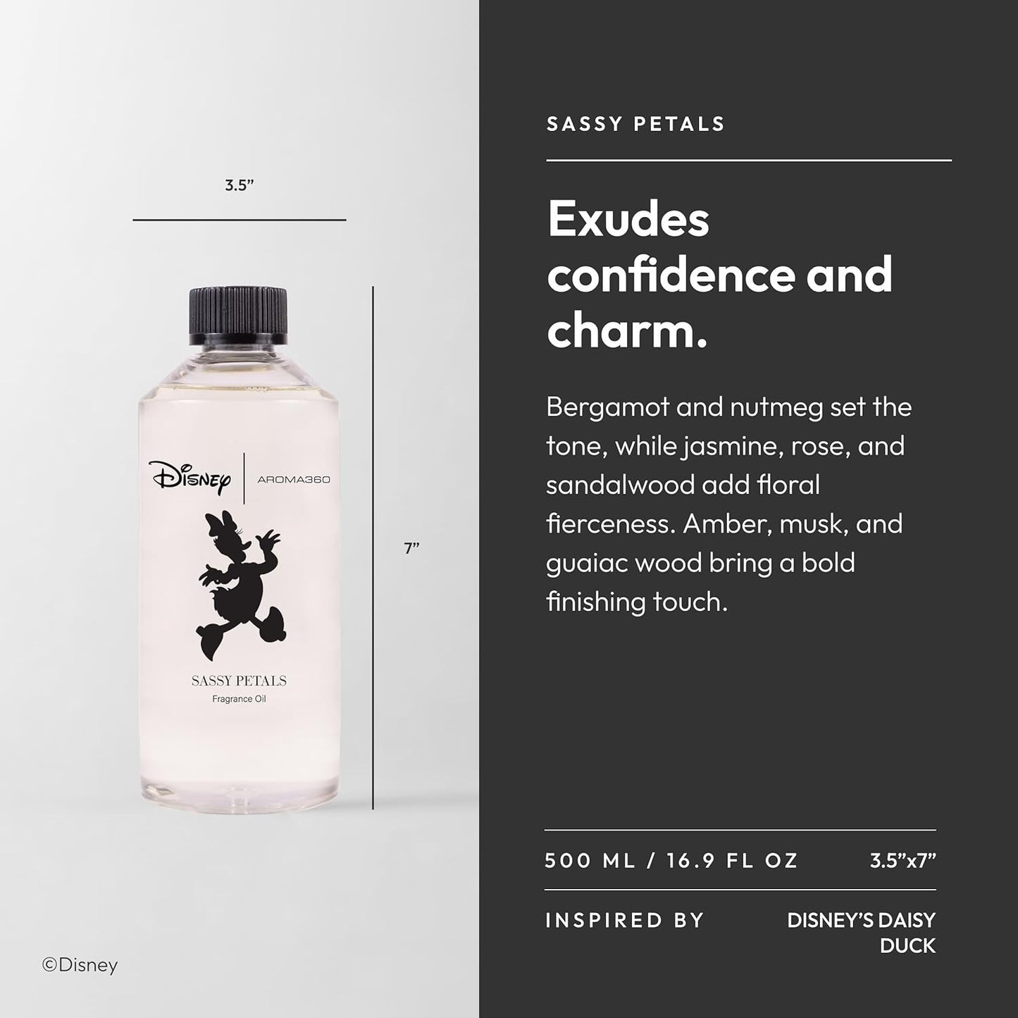 Aroma360 | Disney | Sassy Petals Fragrance Oil Blend | Daisy Duck | Luxury Aromatherapy Scent Diffuser Oil | Bergamot, Rose and Amber 16.9 fl oz, 500 mL
