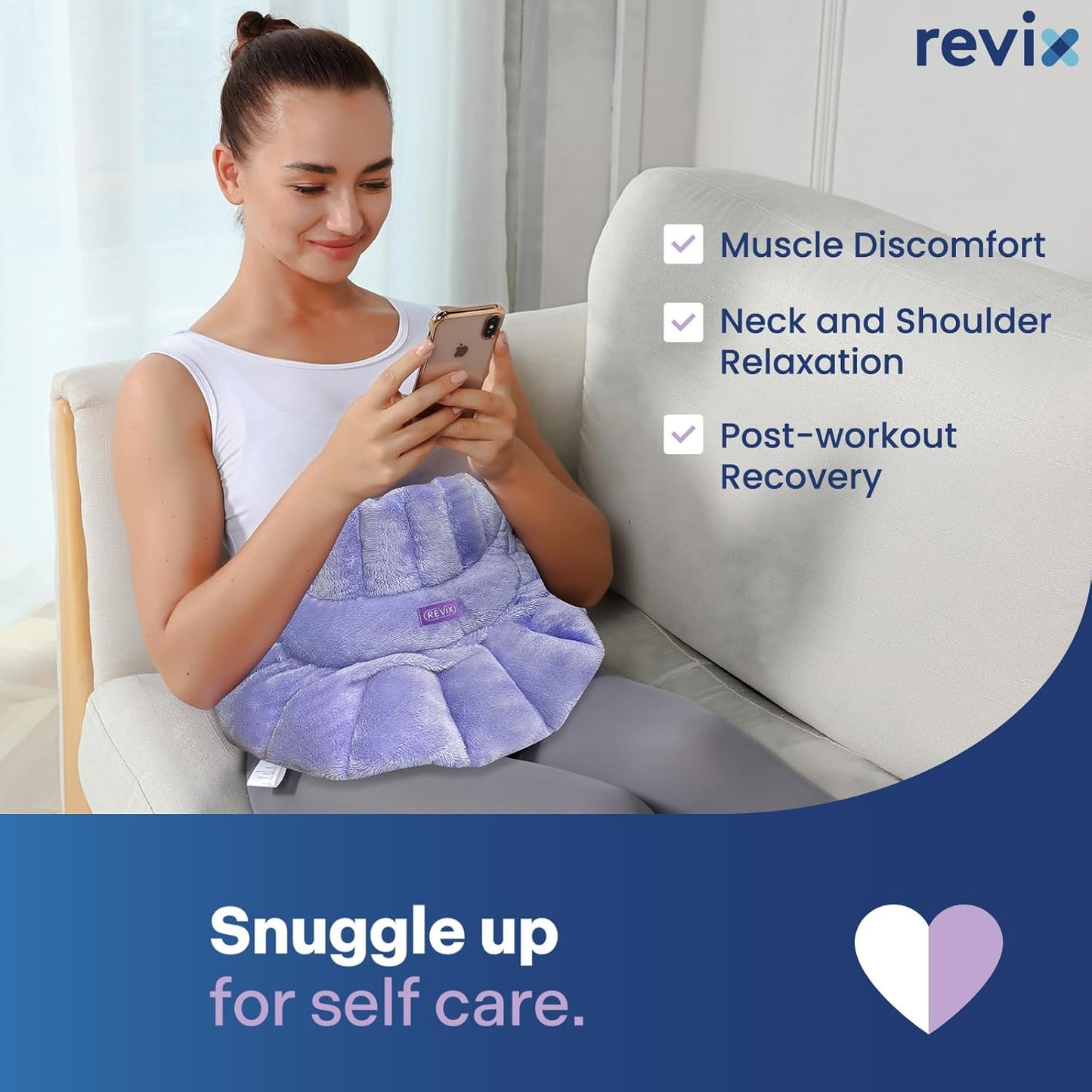 REVIX Microwave Heating Pad for Neck Shoulders and Back with Moist Heat, Weighted Microwavable Heated Neck Wrap Warmer, Scented
