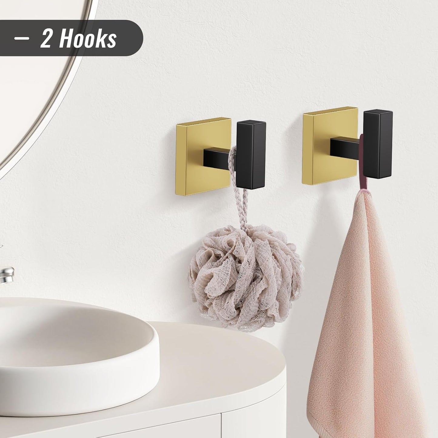 YACVCL Towel Bar Set, 5-Piece Black and Gold Bathroom Hardware Set, Black&Gold Bathroom Accessories Set, SUS304 Stainless Steel 23.6 Inch Towel Holder Towel Racks Set Wall Mounted