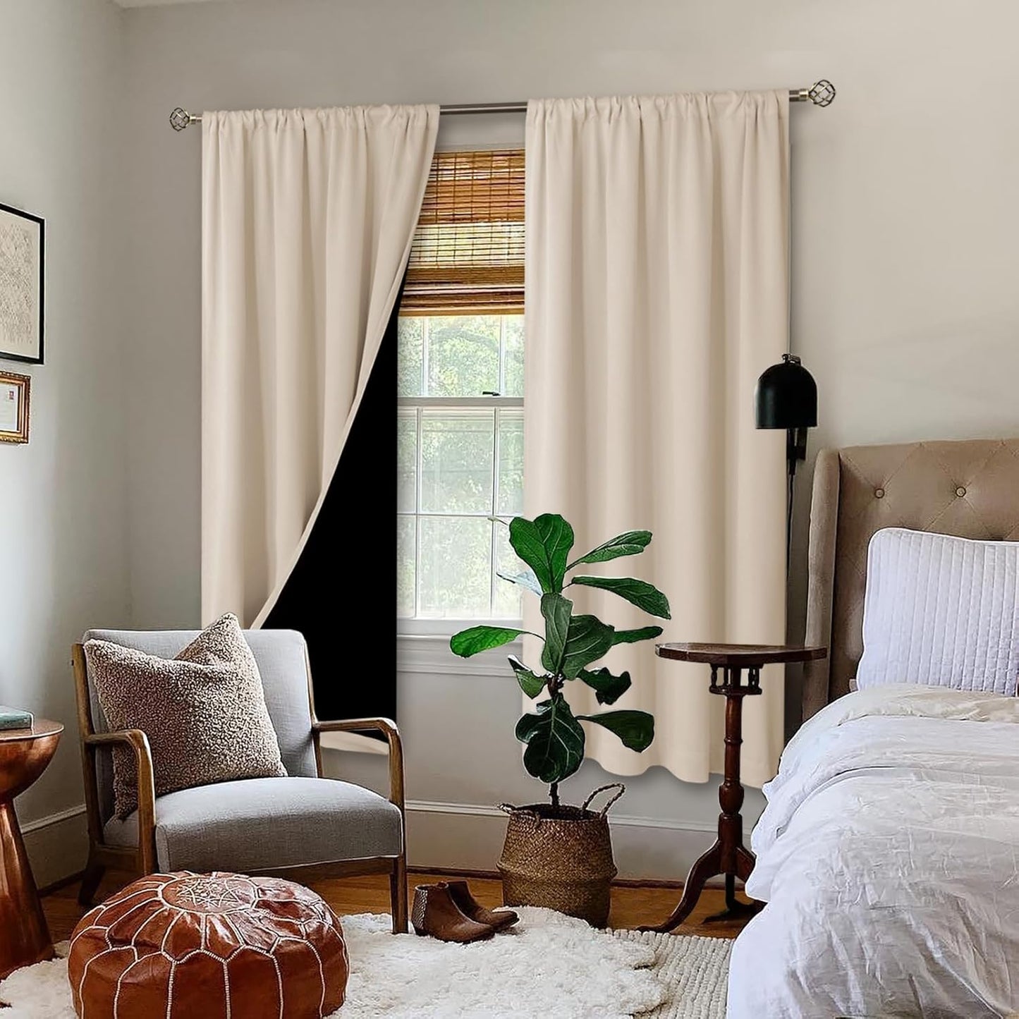 BGment Champagne Blackout Curtains for Bedroom, Full Room Darkening Thermal Insulated Soundproof Rod Pocket Window Curtains Drapes 72 Inch Length, 2 Panels，Each Panel 52 Inch Wide