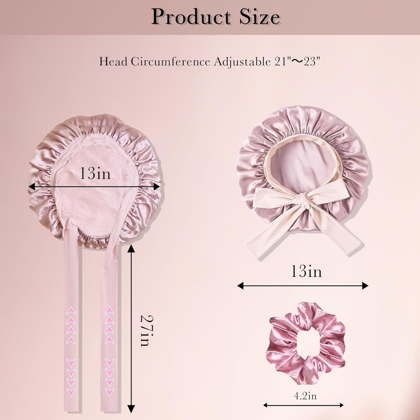 Chloven Mulberry Silk Bonnet for Sleeping Women - Larger Double Layer Silk Hair Wrap Bonnet for Curly Long Hair with Tie Band