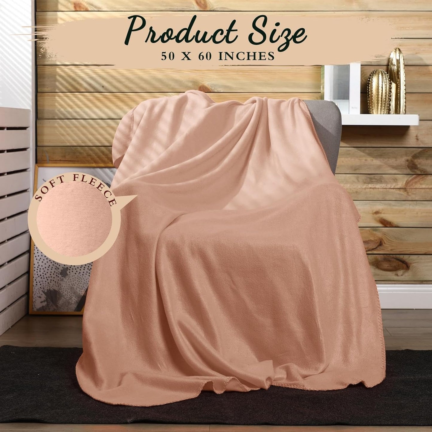 24 Packs Fleece Throw Blanket Soft Warm Lightweight Fleece Blanket Cozy Throw Bulk for Bed Couch Sofa Home Office Wedding Gifts Suitable for Seasons, 50 x 60 Inches(Pink)