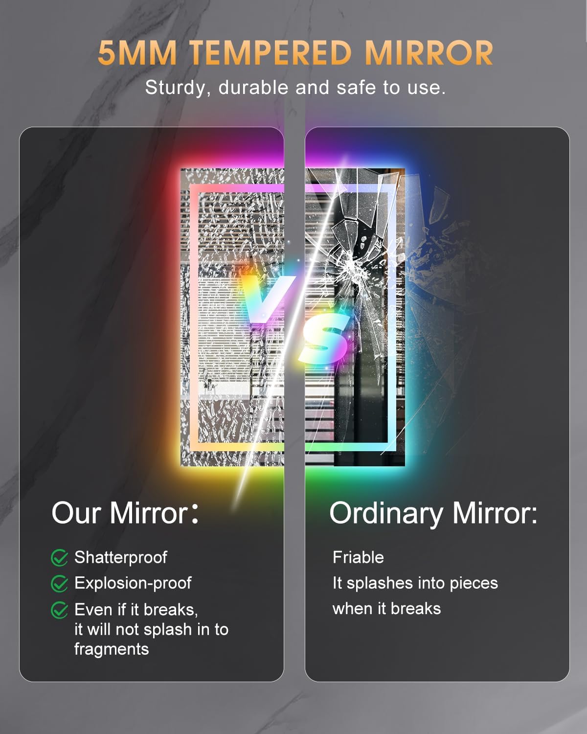 oneup 24x32'' RGB Bathroom Mirror with Lights,RGB Color Changing LED Bathroom Mirror for Wall,Lighted Vanity Mirrors,Dimmable,Anti-Fog,IP54 Waterproof