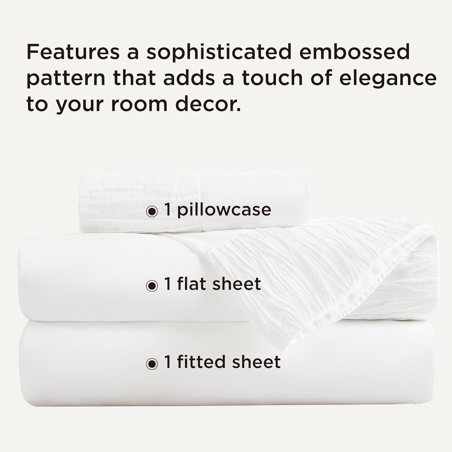 Bedsure Twin Sheets Set - 3 Pieces Soft Twin Bed Sheets - Breathable & Cooling - Hotel Luxury - Easy Care Polyester Microfiber Bedding for Women, Men, White