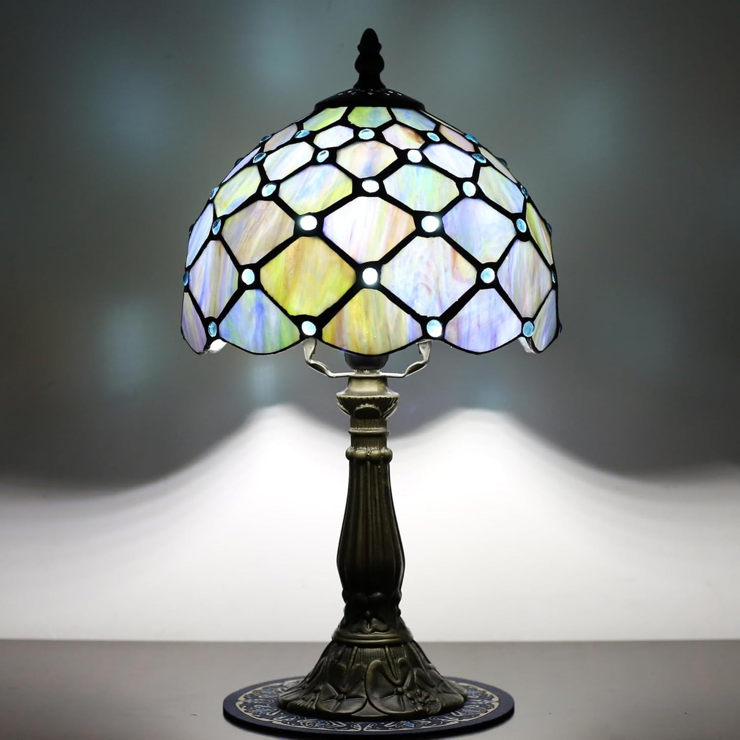 Small Tiffany Table lamp, Suitable for Bedroom nightstands, Living Room Table Lamps, Stained Glass Table lamp, 8-inch Reading lamp for Home and Office use