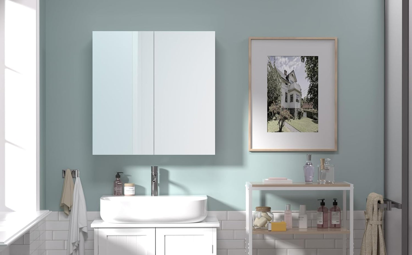 24x24 inch Bathroom Wall Cabinet, Saver Storage Cabinet, Medicine Cabinet with 2 Door and Adjustable Shelves, Grey（Assembly Required）