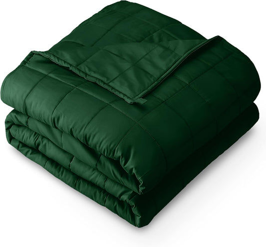 Bare Home Weighted Blanket All-Natural 100% Cotton with Nontoxic Glass Beads 40"x60" 10lbs, Green