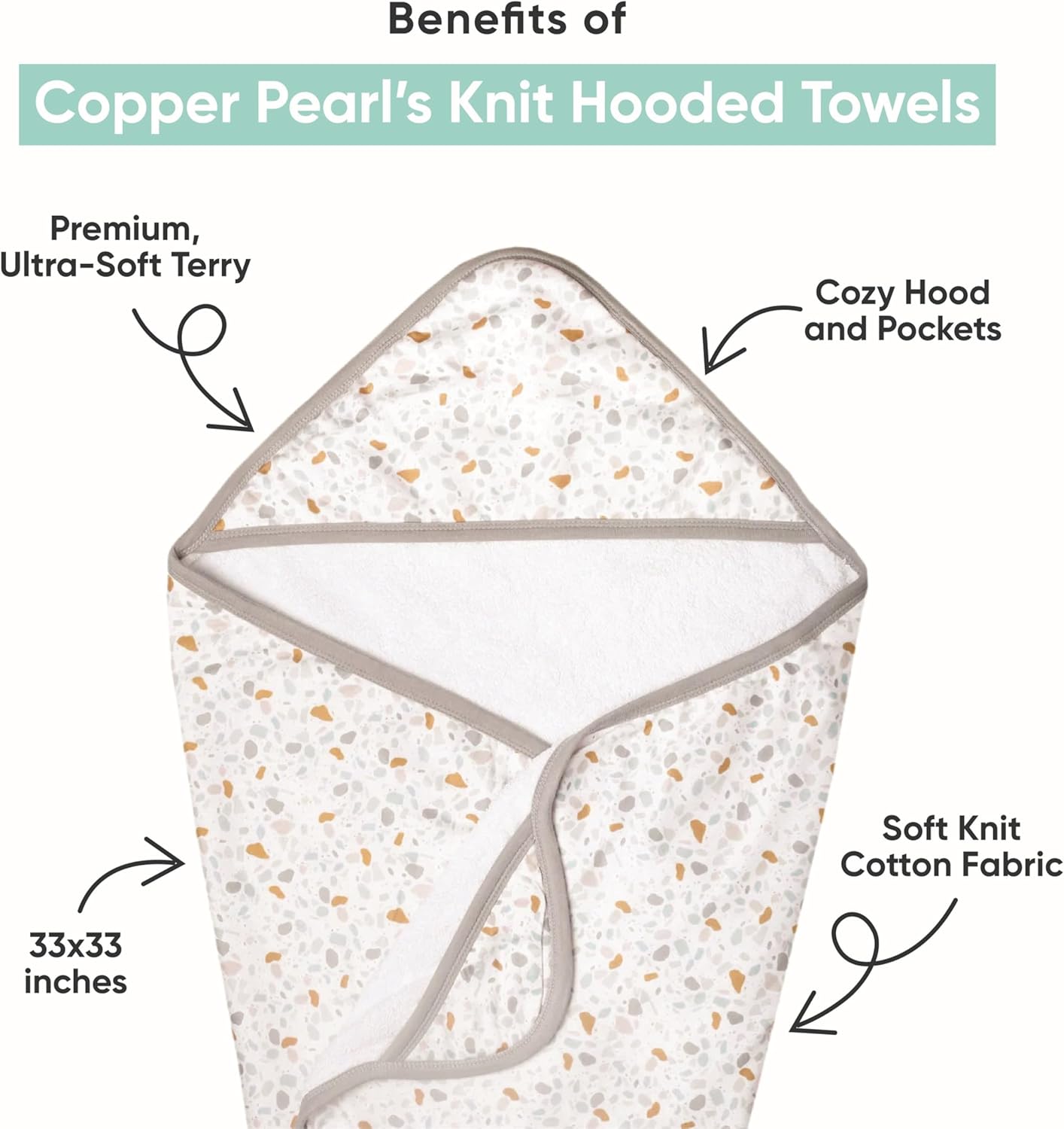 Copper Pearl Hooded Bath Towels Premium Knit/Terry Cloth Baby Towels with Hood, Pockets, and Cool Designs - Great to Gift and Make Bath Time Fun - Baby Bath Towel, Sesame Scribbles