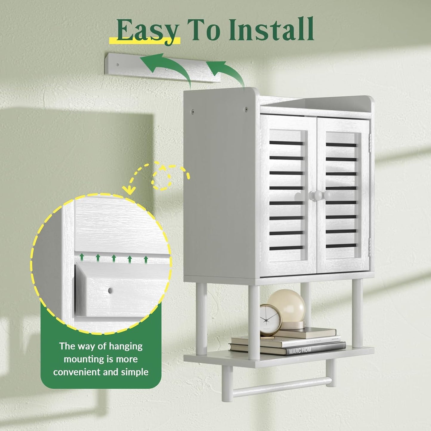 AmazerBath Bathroom Wall Cabinets, Bamboo Medicine Cabinets with Towel Bar, Hanging Over The Toilet Storage Cabinet with Adjustable Shelves, Organizer Cabinet for Small Spaces, 8.3x16.5x26.6 Inches