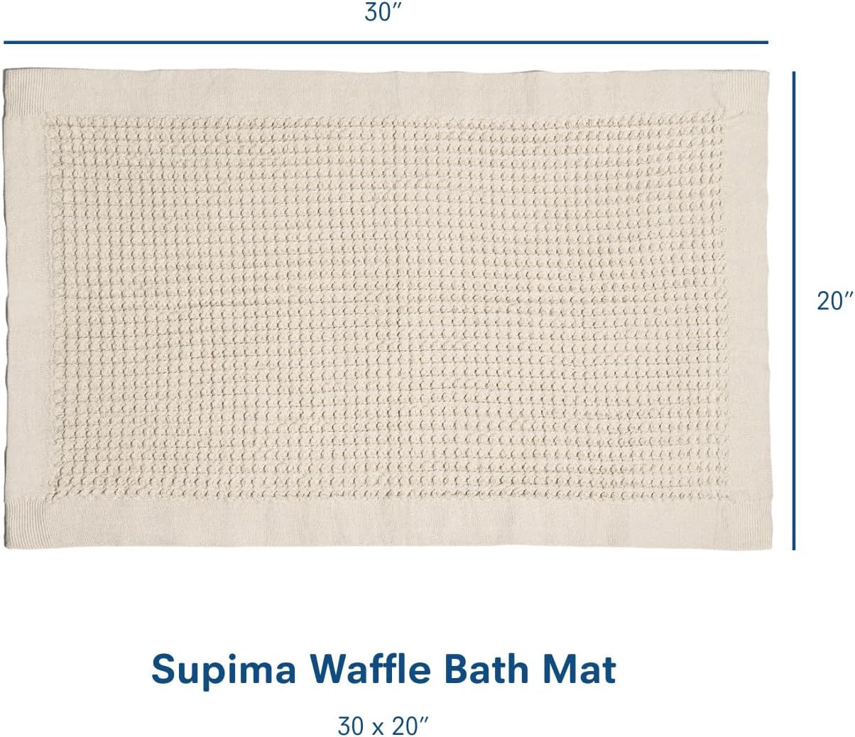 ONSEN Supima Cotton Waffle Bath Mat – Bathroom Rug, Washable Rug, Bathroom Floor Mat – Ultra-Absorbent, Quick-Dry, Soft & Durable Luxury Cotton - Oatmeal, 20x30 in