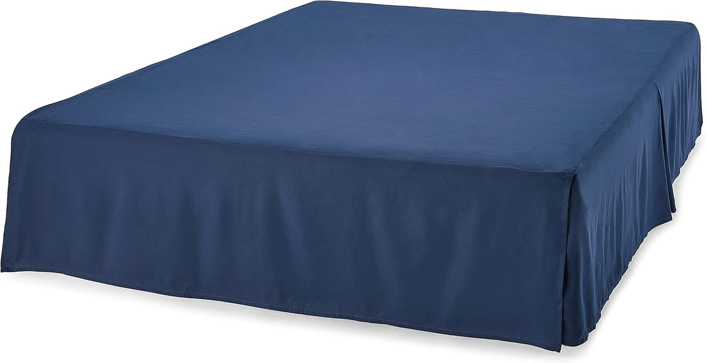 Amazon Basics Lightweight Pleated Bed Skirt, King, Navy Blue, Solid