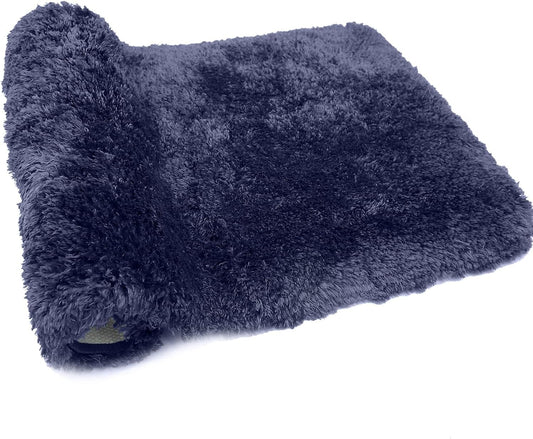 FIFU Bathroom Runner Rug 24" W x 60" L, Bath Mats for Bathroom, Bedroom & Kitchen, Non-Slip Rubber Latex Backing, Comfort & Soft Shower Bathmat & Carpet for Sink, Home & Hallways, Navy Blue