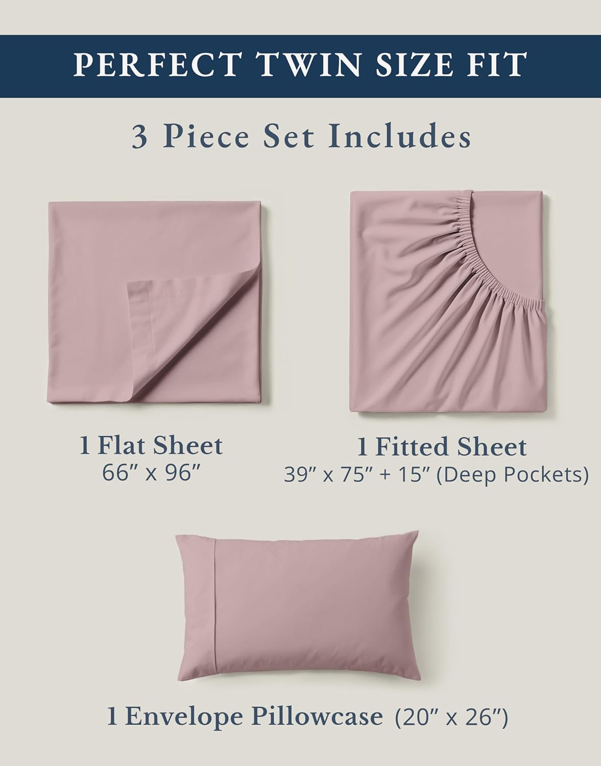 LANE LINEN Sustainable 100% Organic Cotton Twin Size Bed Sheets, Soft & Comfy Mercerized Fully Elasticized Naturally Cooling Machine Washable Twin Sheet Sets Cotton- Lilac