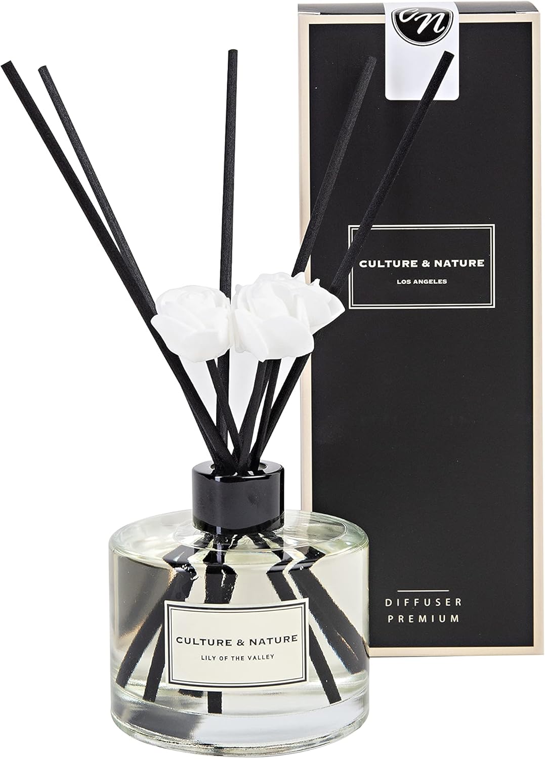 CULTURE & NATURE Reed Diffuser Set 6.7oz (200ml) Lily of The Valley Scented Diffuser with Sticks Home Fragrance Reed Diffuser for Bathroom Shelf Decor