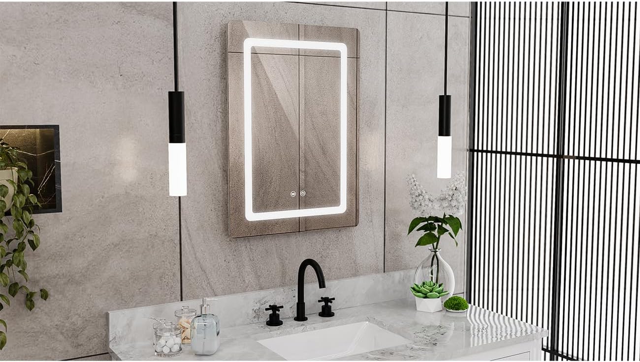 DreamLine Brilliance 28 in. H x 20 in. W Rectangular Light-up Mirror