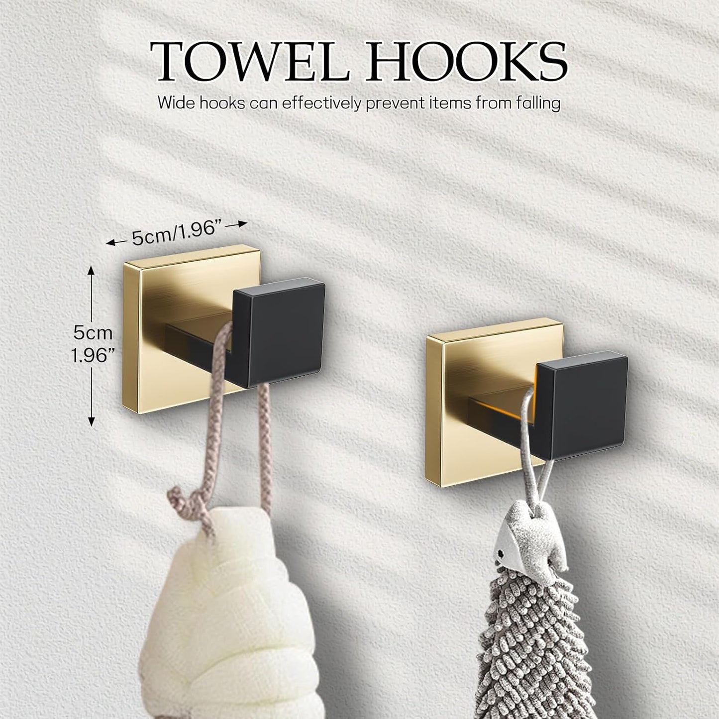 Black and Gold Bathroom Hardware Accessories Set 5-Pieces Towel Bar Set Stainless Steel Towel Holder Set 16 Inch Towel Bar,Towel Racks Set for Bathroom Wall Mounted