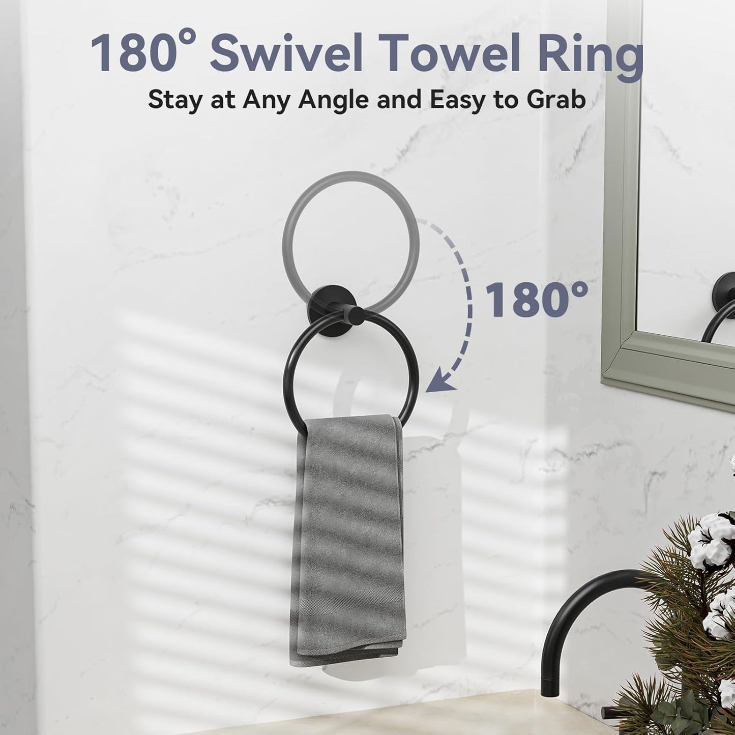 Matte Black Towel Bar Set, 18 Inch Bathroom Hardware Set, Wall Mounted Bathroom Towel Holder Set, Modern Bathroom Accessories, Durable SUS304 Stainless Steel, 4-Piece