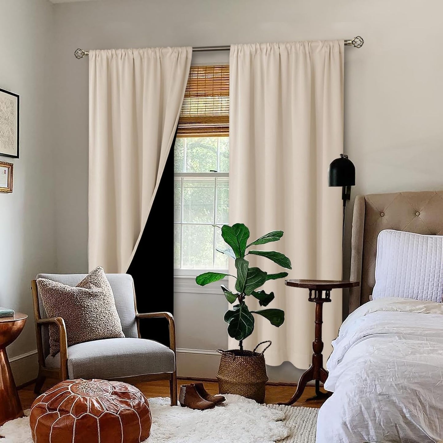 BGment Blackout Curtains for Living Room 84 Inch Length 2 Panels Set, Full Room Darkening Thermal Insulated Noise Cancelling Privacy Window Curtains with Rod Pocket, Each Panel 42 Inch, Champagne