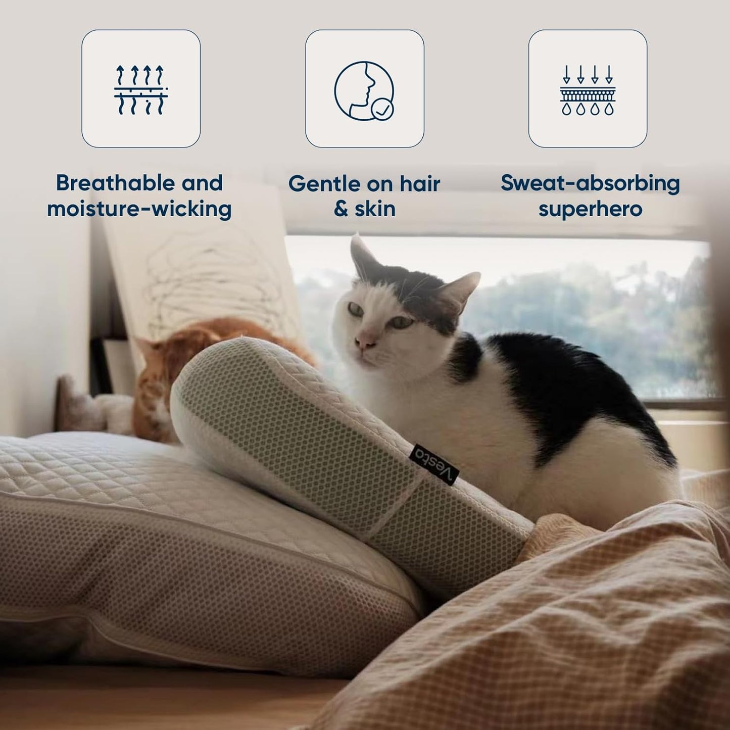 Vesta Silk-Layered Ultra-Thin Pillow, 100% Silk Layer, Slim and Flat Design for Back or Stomach Sleepers, Ultra-Thin Profile (2.5" Height) & Soft - LimeZen
