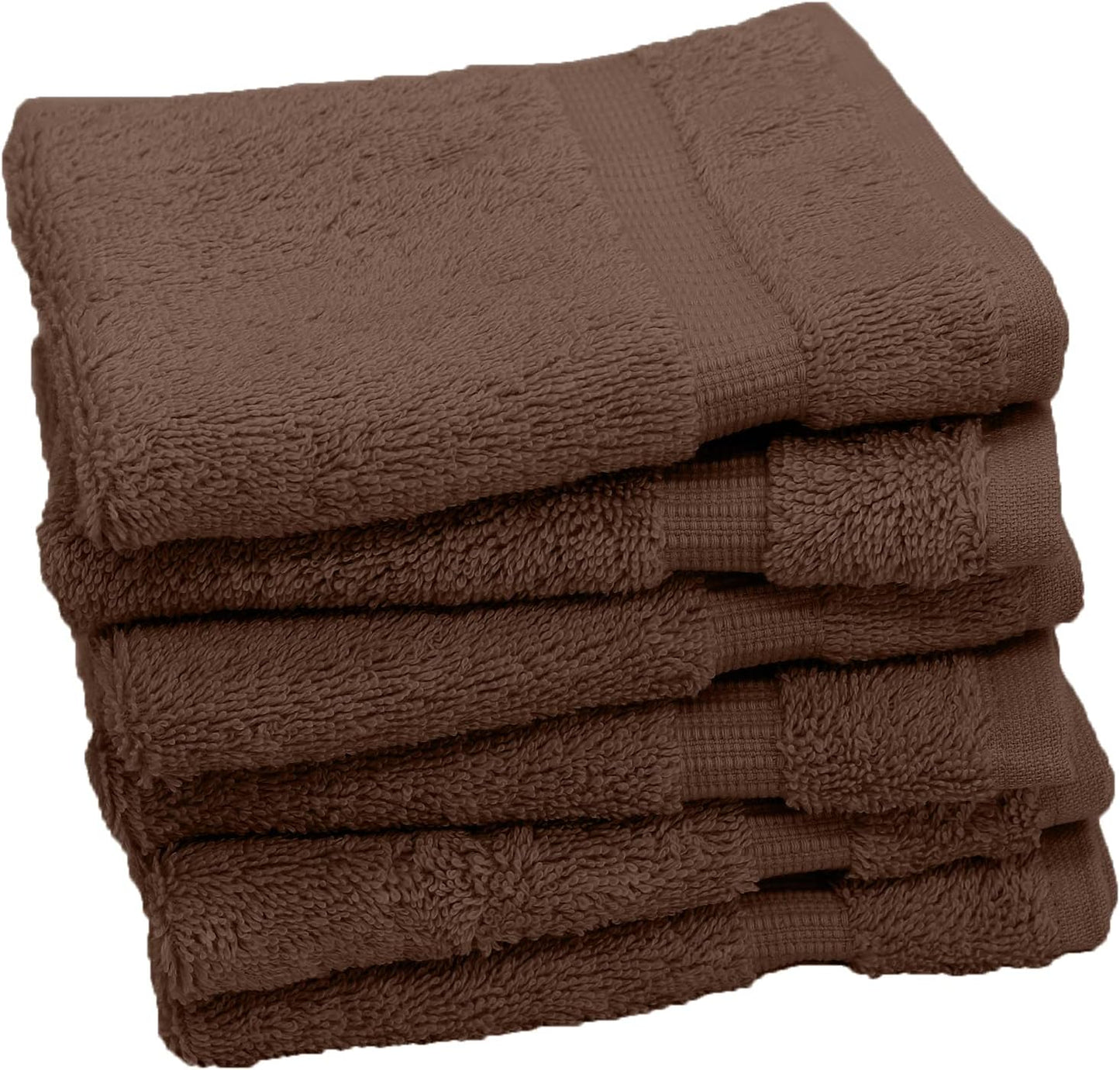 Luxury Hotel & Spa Collection, 100% Turkish Cotton 700 GSM Cloth, for Body wash, Makeup Remover & Facial Cleaning, Baby, face, Dobby Border Soft washcloths Towel Set 13" X 13", Cocoa, Set of 6