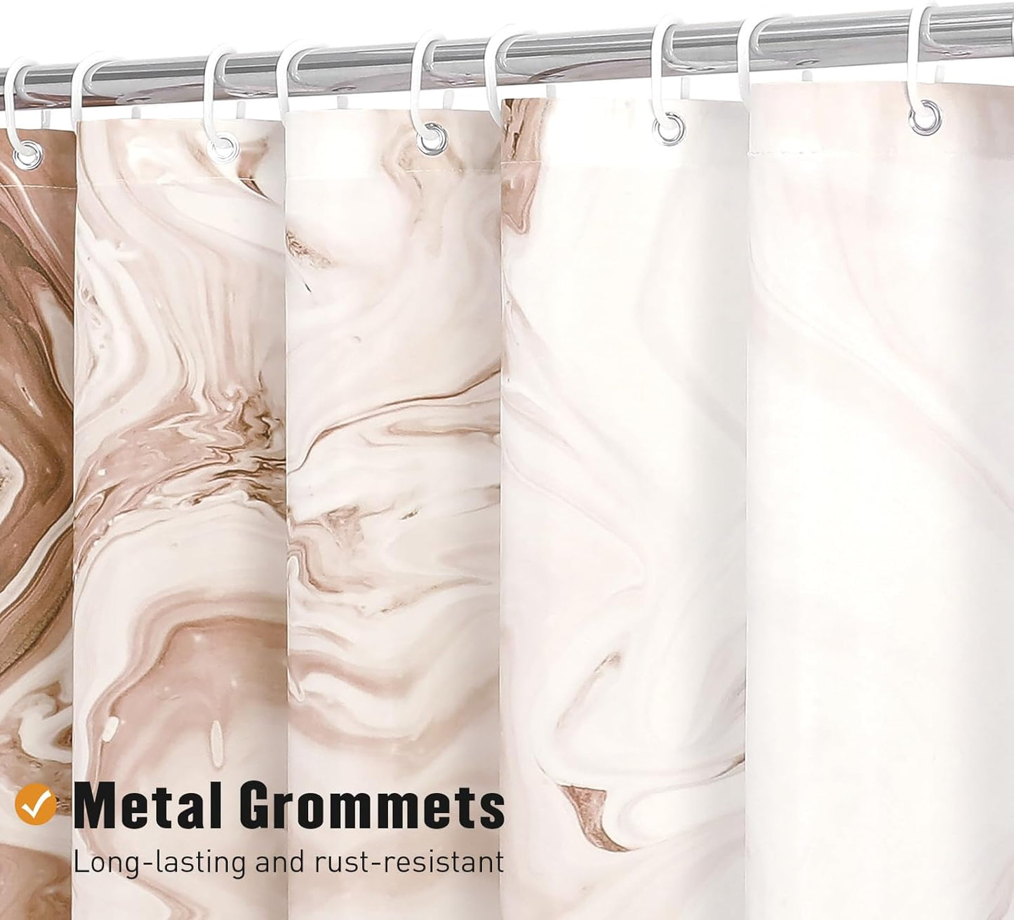 MitoVilla Brown Marble Shower Curtain, Abstract Ombre Fabric Shower Curtains for Modern Bathroom Decor, Luxury Cloth Watercolor Shower Curtain, 72x72