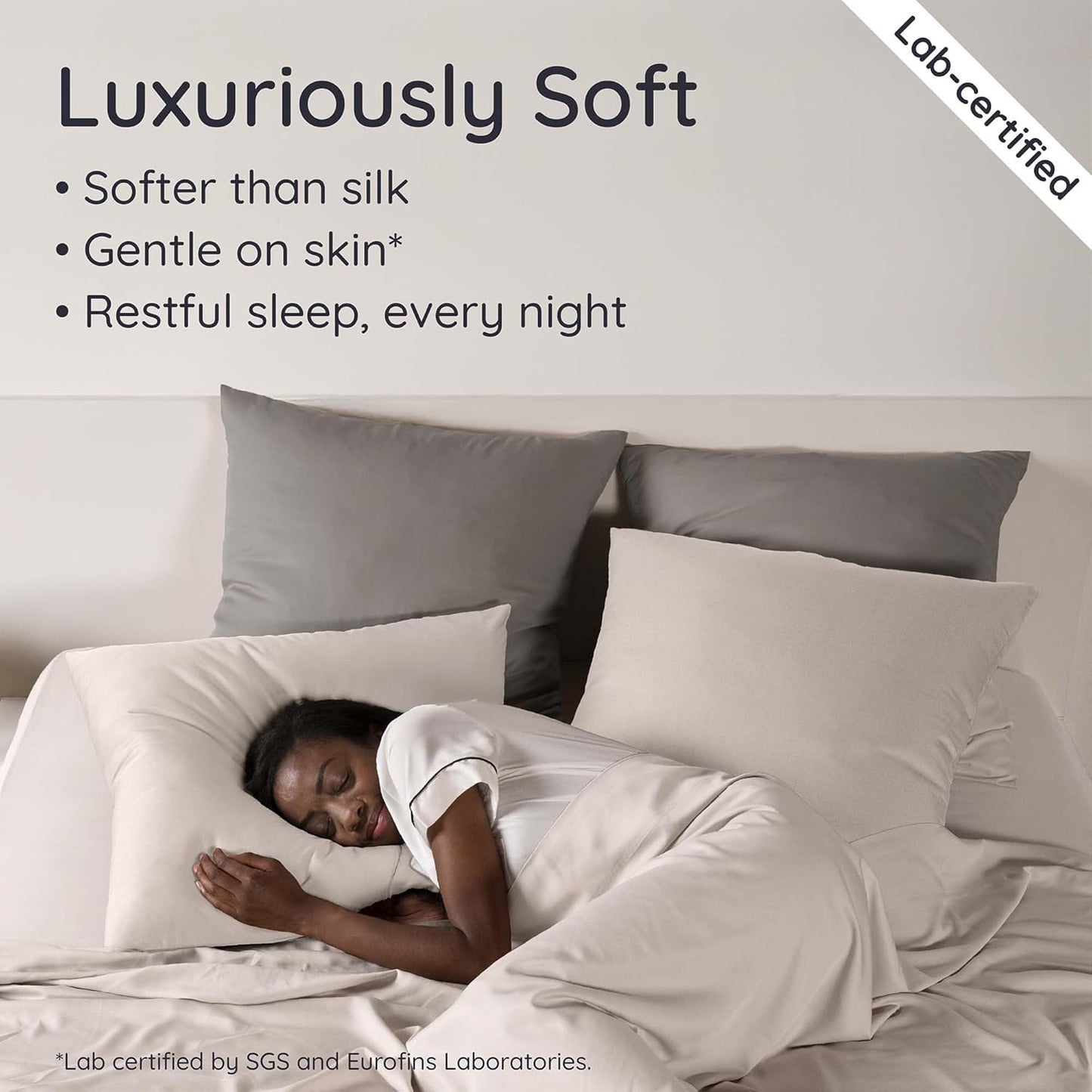 Bambaw 100% Viscose Derived from Bamboo Sheets King Size Set – 4pcs Luxury Bed Sheet Set, Best Cooling Sheets for Hot Sleepers, Soft & Breathable, Fits Up to 16'' Deep Pocket (Sand)