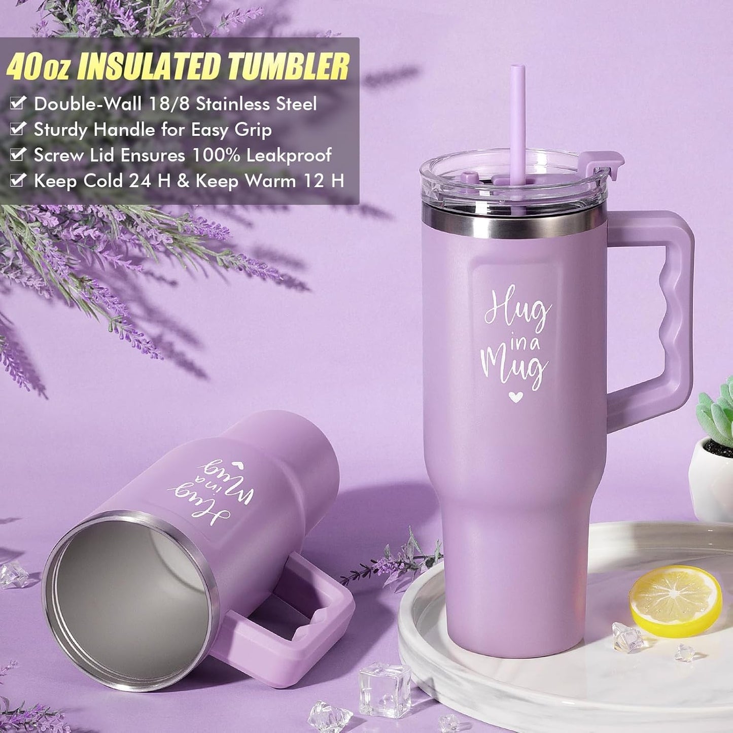 Birthday Gifts for Women Self Care Gifts Get Well Soon Gifts, Lavender Relaxing Spa Gifts Basket Care Package w/ Flannel Blanket 40 OZ Tumbler, Christmas Gifts for Mom Wife Grandma Friends Sisters Her