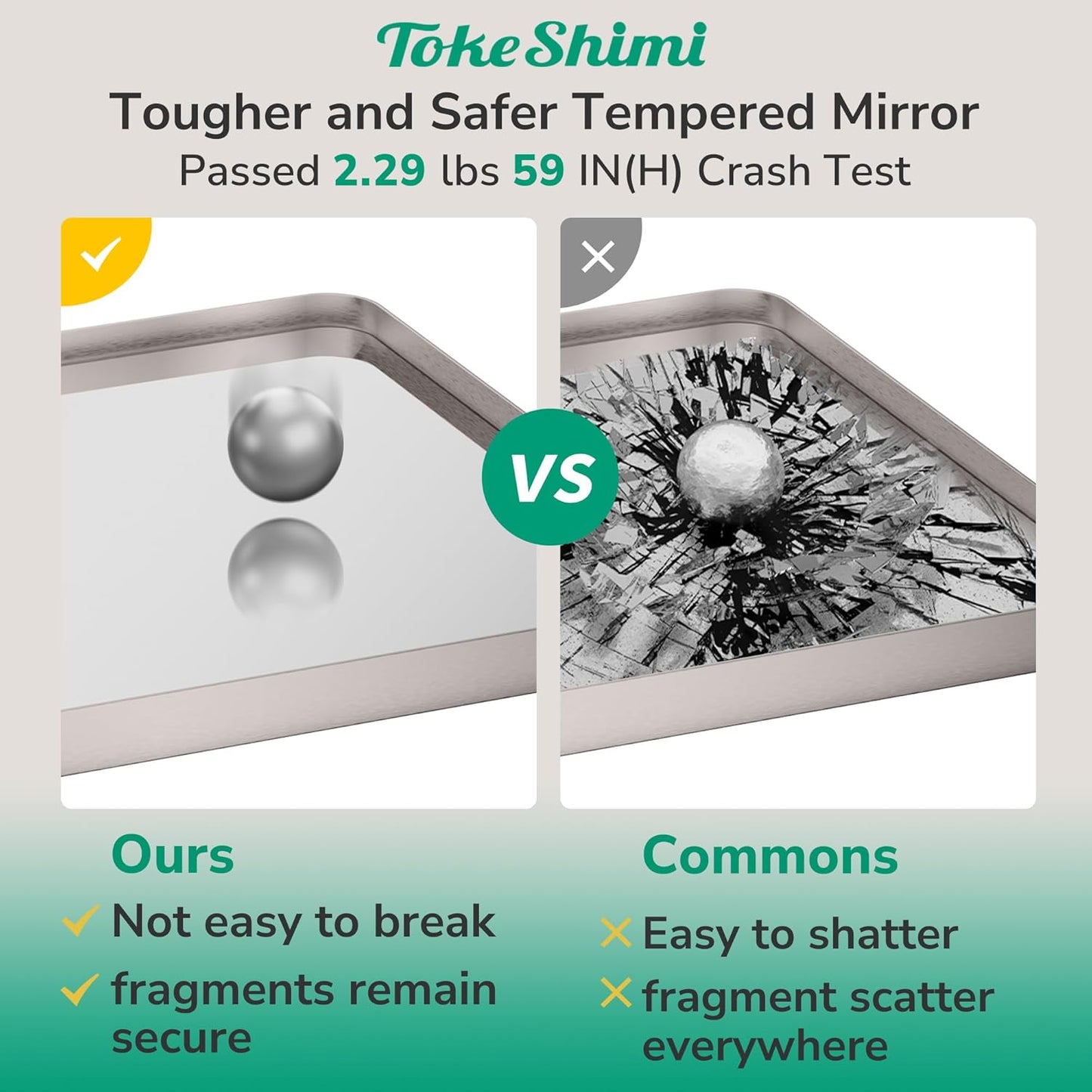 TokeShimi 48x30 Wall Mirror for Bathroom,Brushed Nickel Bathroom Vanity Mirror Modern,Tempered Glass,Large Bathroom Mirror Rectangle,Metal Framed Bathroom Mirror(Horizontal/Vertical)