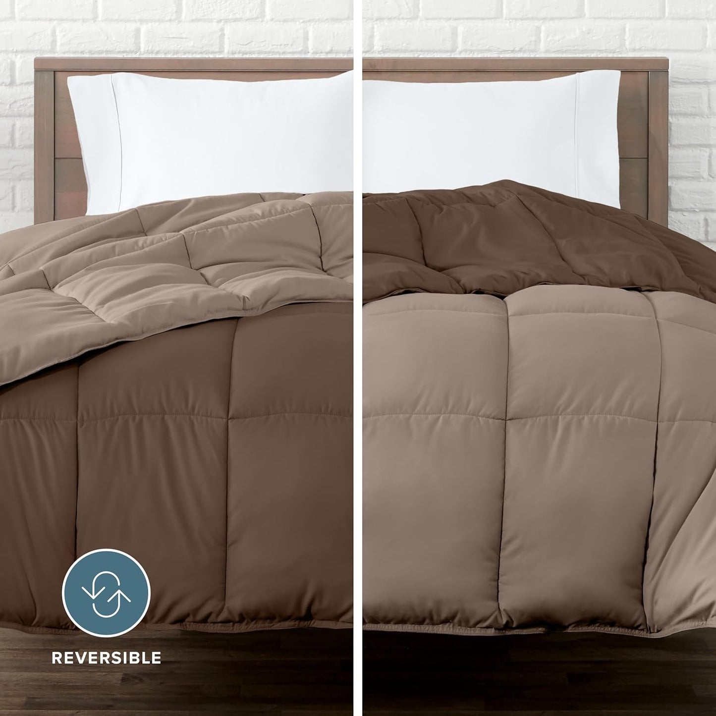 Bare Home Full Comforter - Reversible Colors - Goose Down Alternative - Ultra-Soft - Premium 1800 Series - All Season Warmth - Bedding Comforter (Full, Cocoa/Taupe)