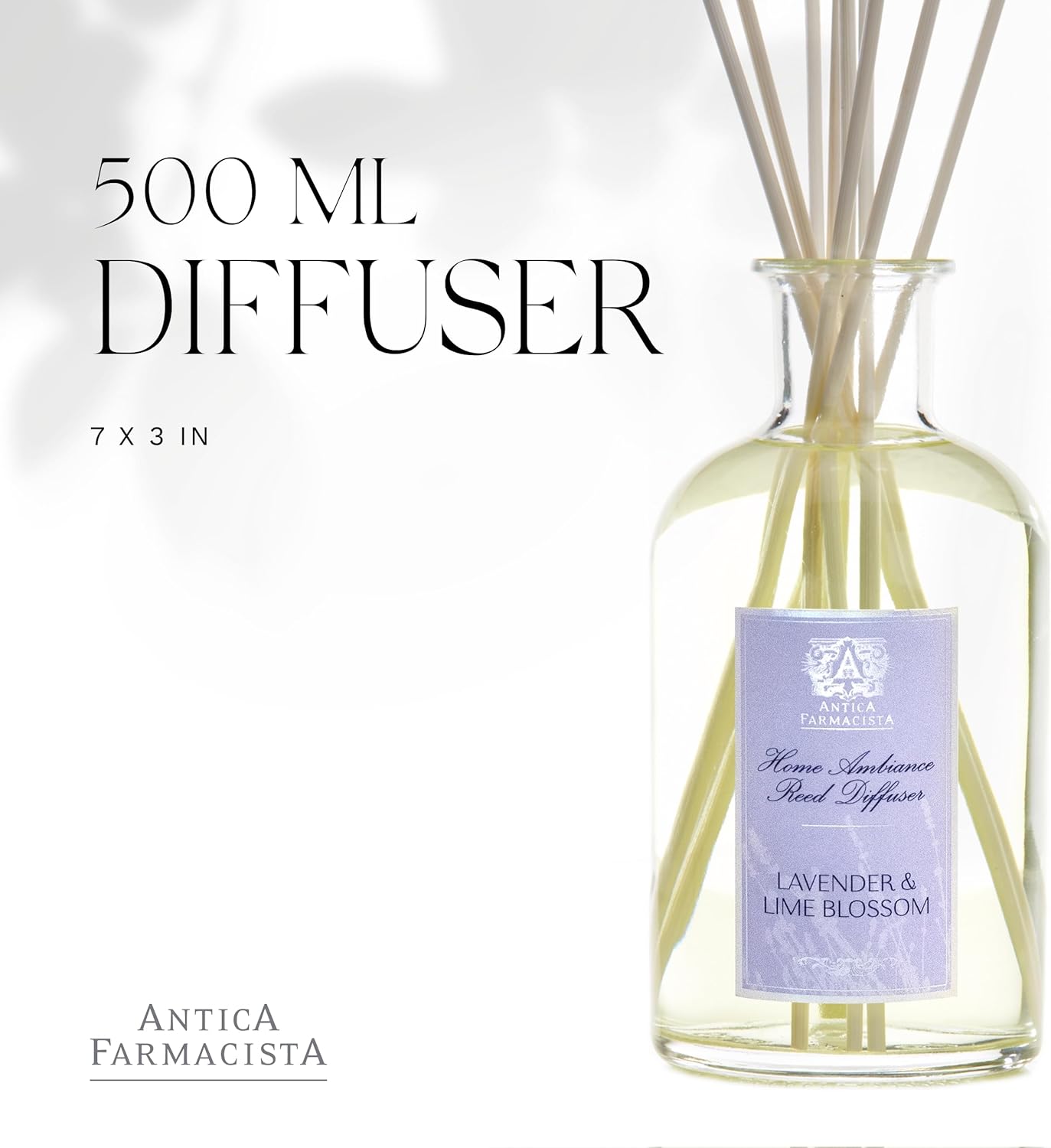 Antica Farmacista Home Ambiance Diffuser - Long-Lasting Reed Scent Diffuser - Luxury Room Freshener Gift - Lavender & Lime Blossom, 16.9 fl oz