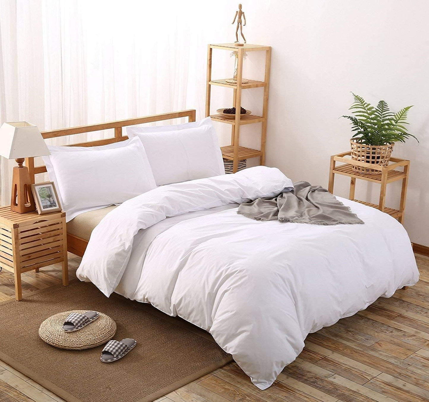 Twin Duvet Cover 1000 Thread Count 100% Egyptian Cotton Luxury Hotel Quality White Quilt Cover & Pillow Sham - 5 Piece All Season Duvet Cover Set with Zipper Closure, 6 Corner Ties