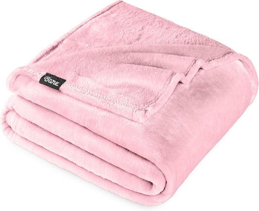 Bare Home Fleece Blanket - Full/Queen - Ultra-Soft Lightweight for Bed, Sofa, and Couch - Luxury Microplush - Cozy Warm Blanket (Full/Queen, Light Pink)