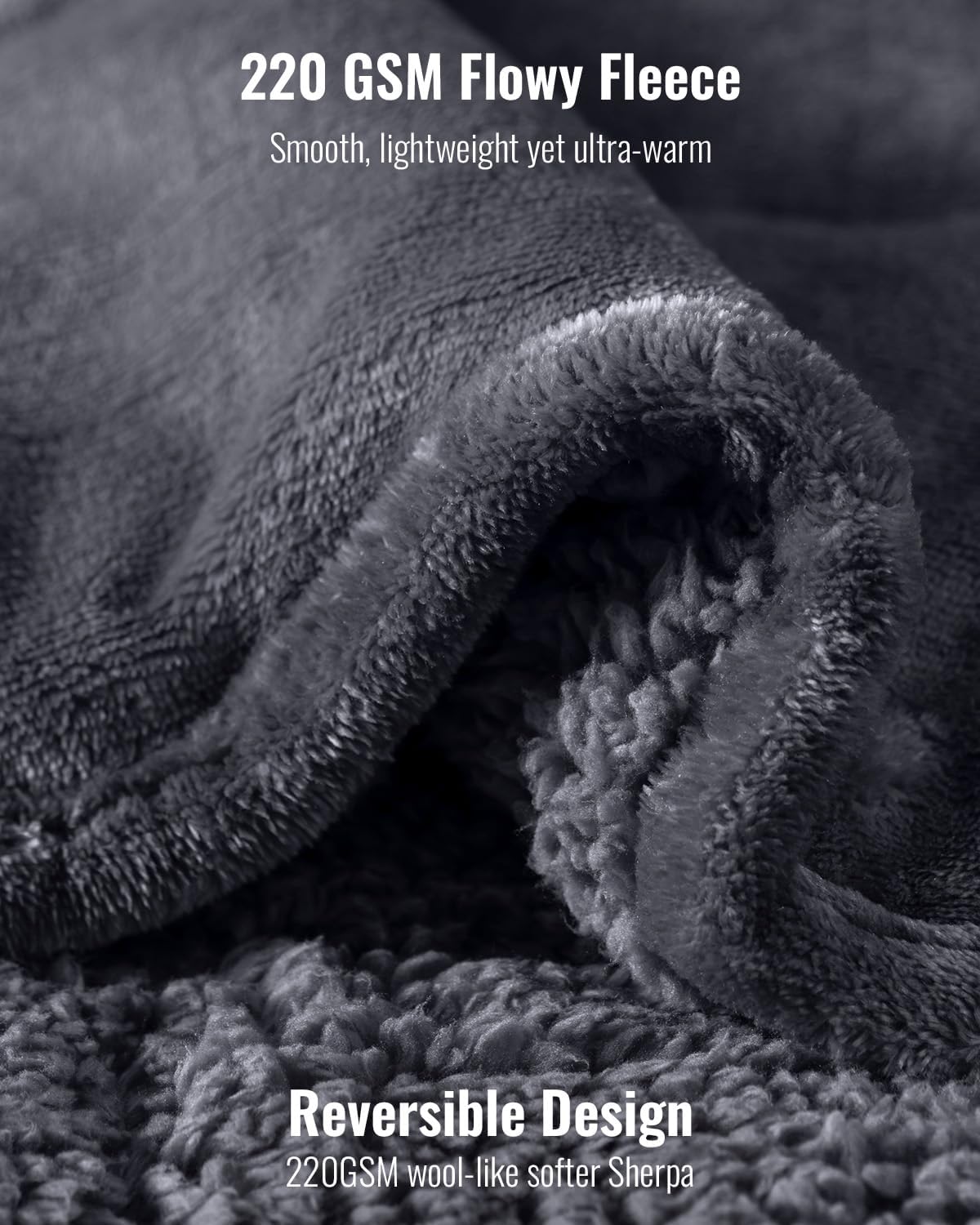 Uttermara Weighted Blanket for Adults, Twin Size 12 lbs Heavy Blanket with Reversible Soft Shiny Velour Fleece and Cozy Warm Sherpa for Couch Bed, Calming and Relaxing, 48 x 72 inches in Dark Grey