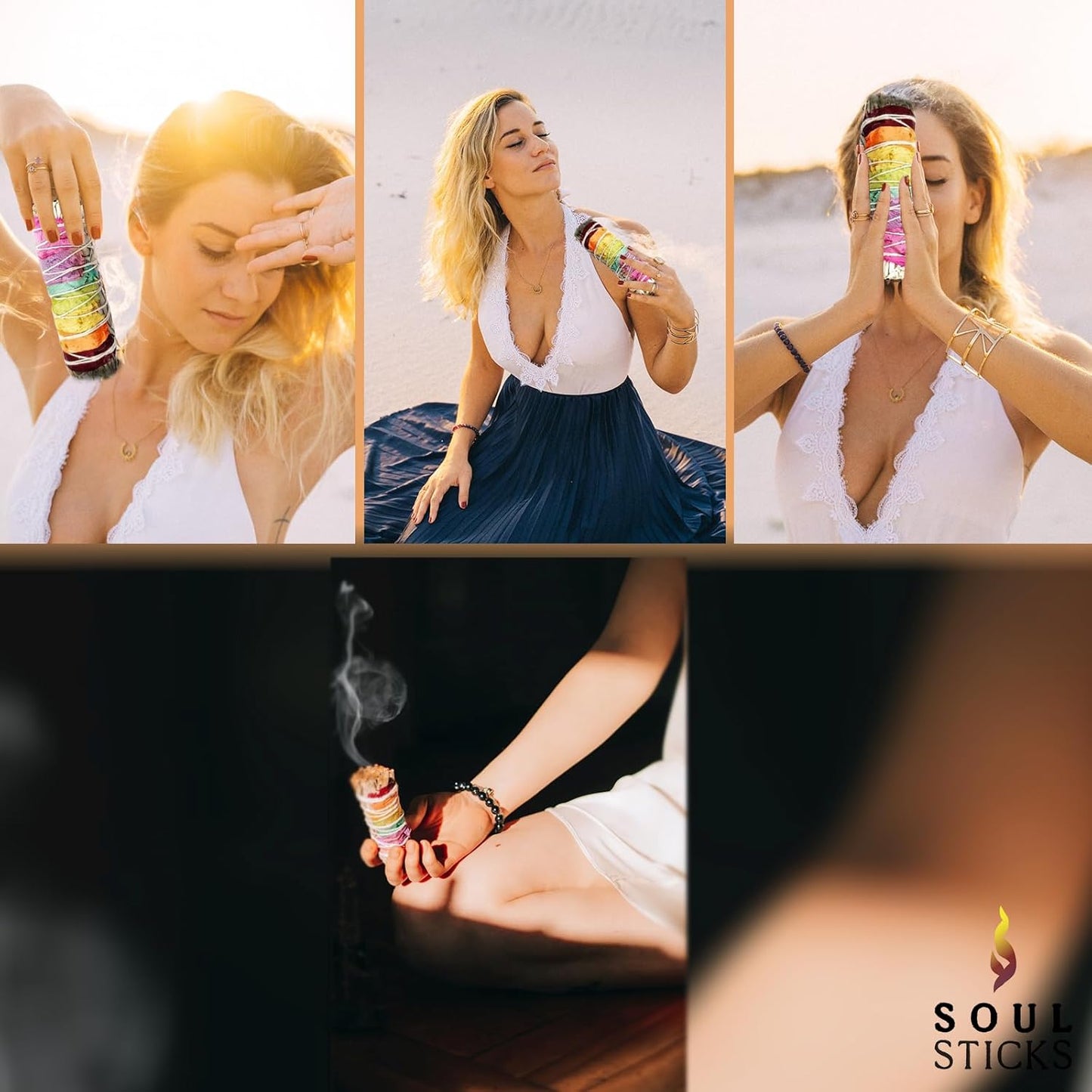 Soul Sticks 1 Pack 9 Inch Floral White Sage Smudge Stick With Starter Guide | House Blessing | Cleansing and Negative Energy Removal | Big Smudge Stick