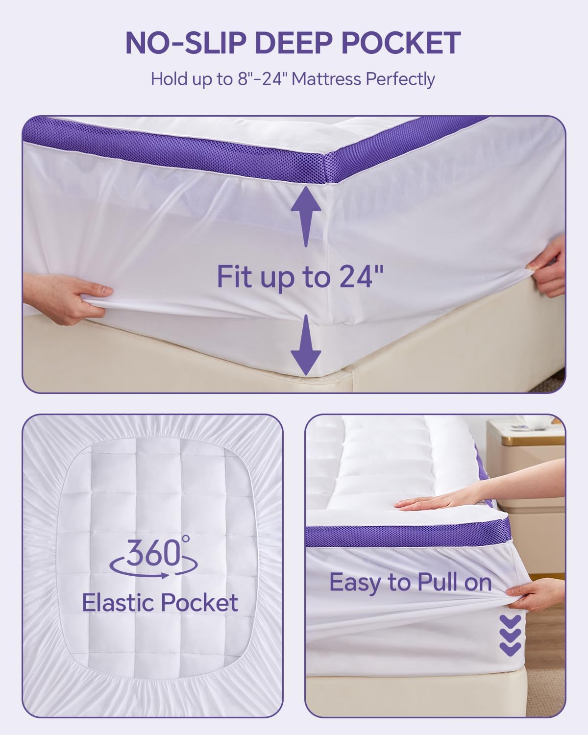 Dual Layer 4 Inch Memory Foam Mattress Topper California King - 2 Inch Gel Memory Foam and 2 Inch Pillow Top Mattress Pad,7-Zone Egg Crate Mattress Topper