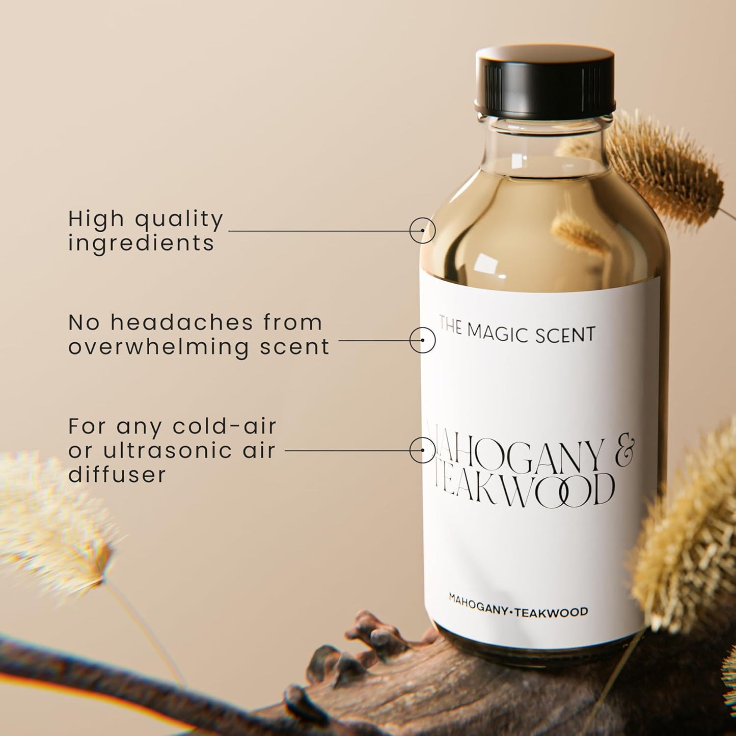 The Magic Scent Mahogany & Teakwood Diffuser Oil - Hotel & Home Luxury Scents Inspired by Abercrombie & Fitch - Diffuser Oil Scents for Home Designed for Use in All Diffusers - 8.5 fl oz, 250 mL