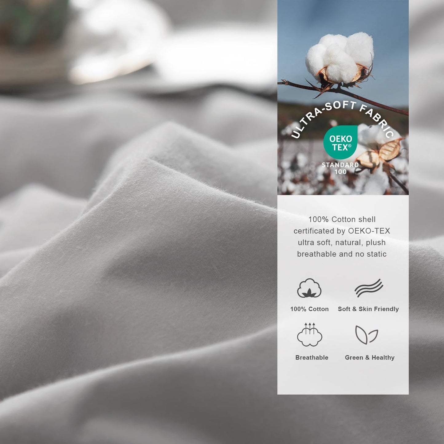 Royoliving Premium Feathers Down Duvet Insert Comforter California King Size Gray All Season Medium Warmth Grey 100% Cotton Cover with Corner Tabs (108x98, 67 oz)