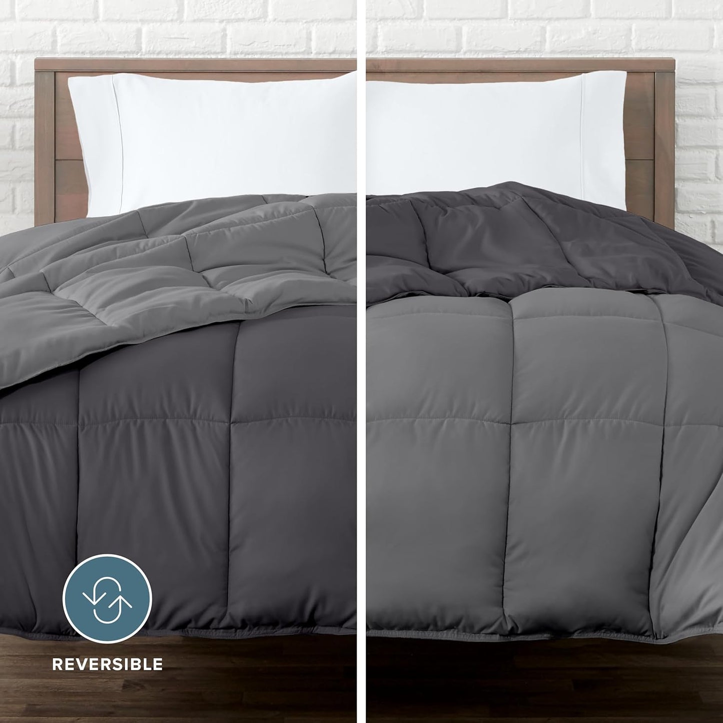 Bare Home Full Comforter - Reversible Colors - Goose Down Alternative - Ultra-Soft - Premium 1800 Series - All Season Warmth - Bedding Comforter (Full, Grey/Forged Iron Grey)