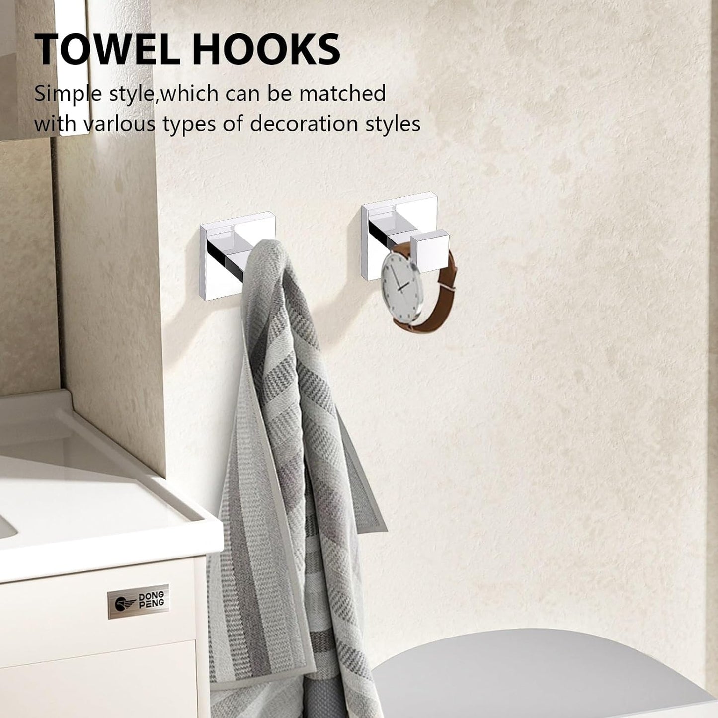 YACVCL 5-Piece Bathroom Hardware Accessories Set 23.6 inch Towel Bar Set Modern Towel Rack Kit Stainless Steel Wall Mounted (Polished Chrome)
