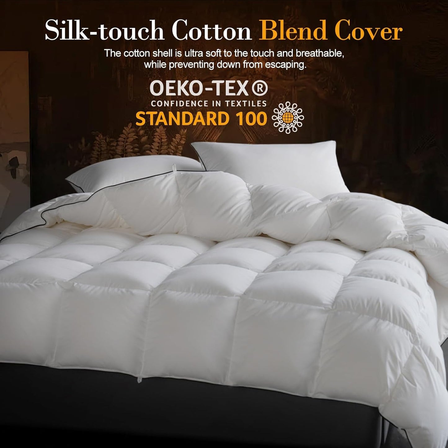 Down Fibers Comforter Twin Size,Luxurious All Seasons Hotel Collection Duvet Insert,54 Oz High Bulkiness Medium Warmth,Fluffy & Breathable for Bedroom, Guestroom, Hotel (White,68x90)