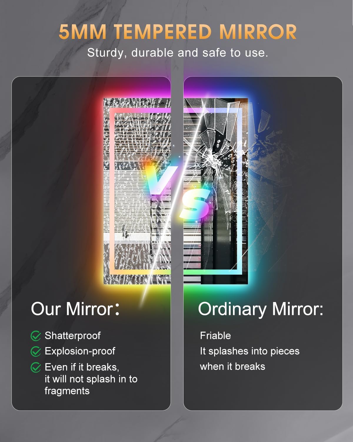 oneup 28x36'' RGB Bathroom Mirror with Lights,RGB Color Changing LED Bathroom Mirror for Wall,Lighted Vanity Mirrors,Dimmable,Anti-Fog,IP54 Waterproof