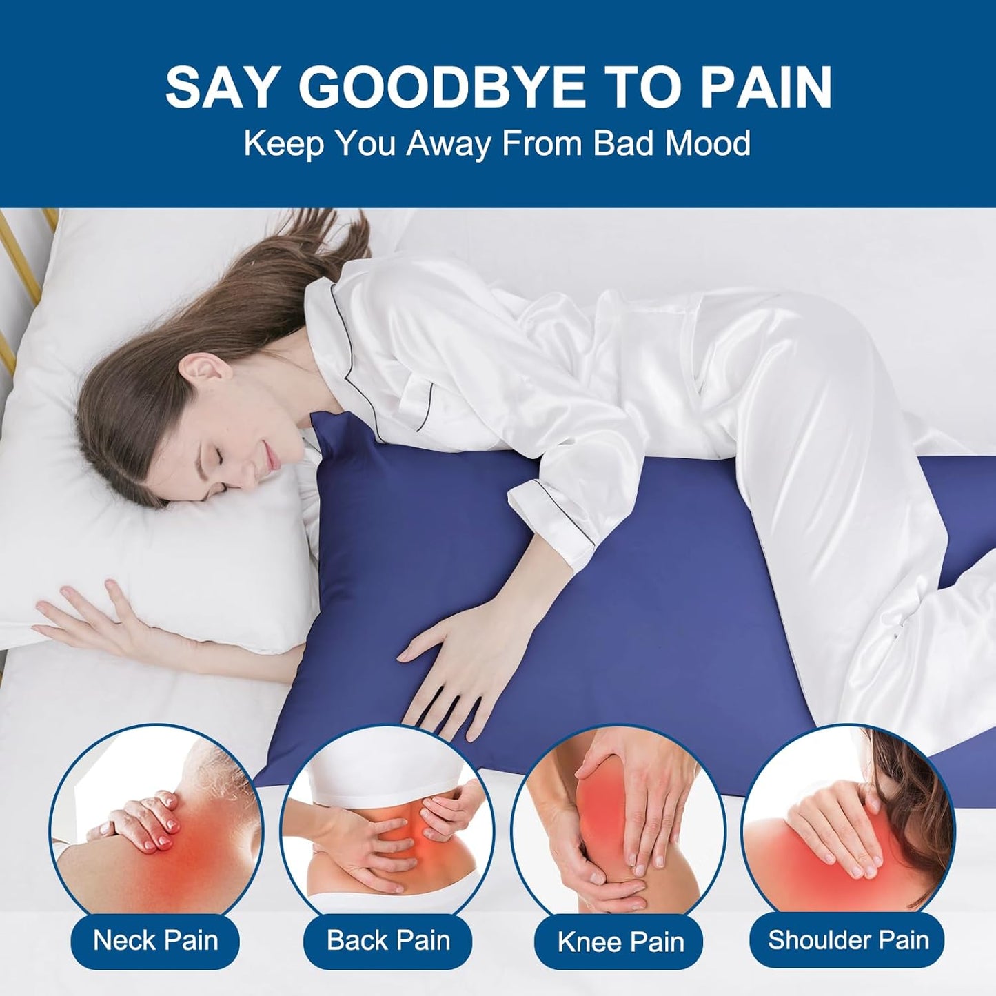 DOWNCOOL Large Body Pillow Insert- Breathable Full Body Pillow for Side Sleeper - Soft Long Bed Pillow for Adults - 20 x 54 inch （Blue）