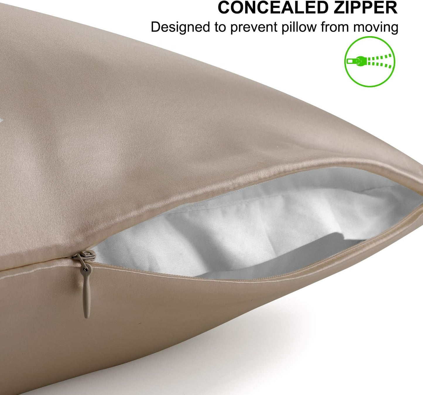 ALASKA BEAR Silk Pillowcase for Hair and Skin, Set of 2 Pure Genuine 22 Momme Mulberry Silk Pillow Cases King Size for Bliss Sleep Better Than Poly Satin, Zipper Closure(2pc, Taupe)