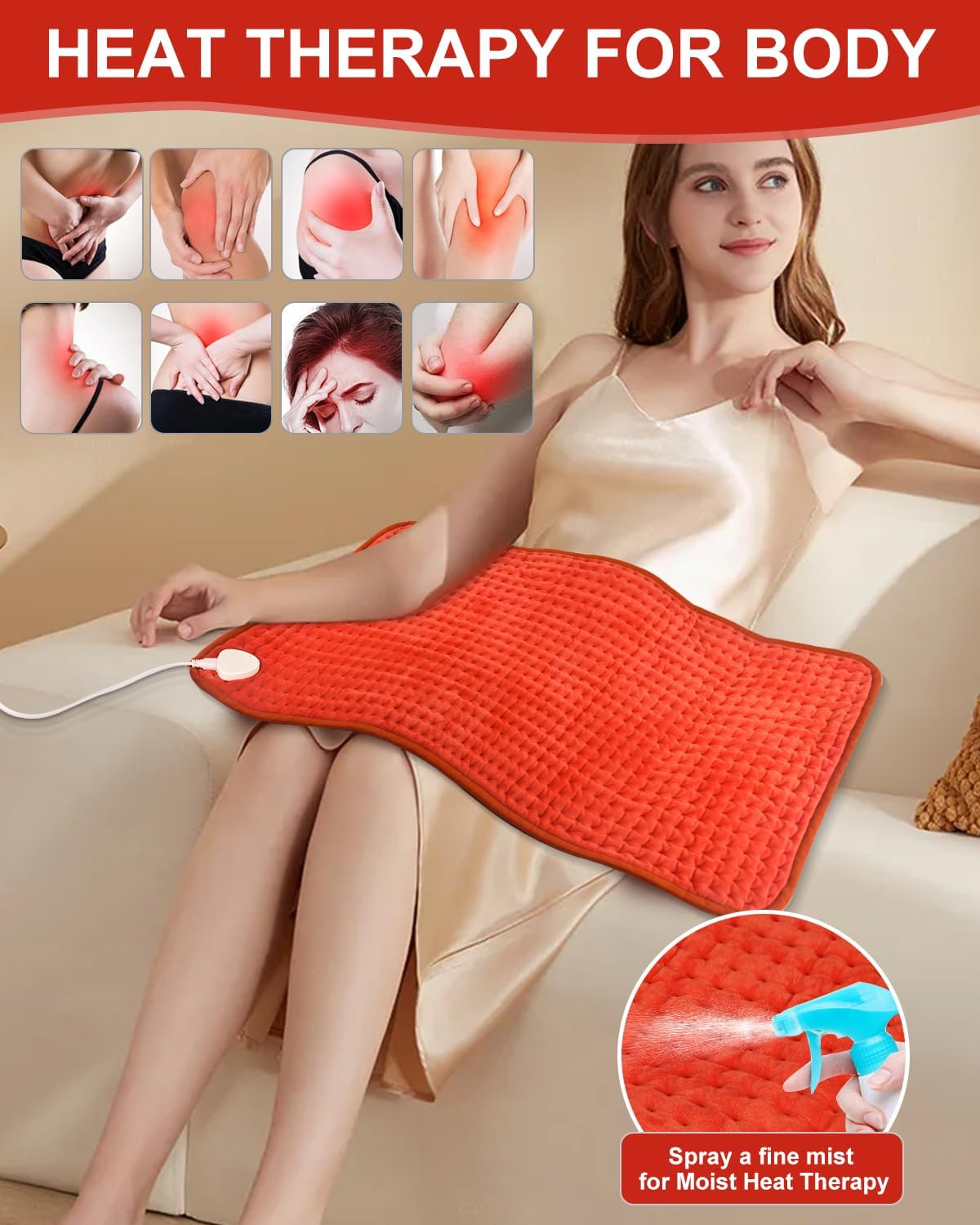 Heating Pad for Back 33"x17", Electric Heating Pads Large for Period Cramps Relief and Shoulder Pain, 9 Heat Settings, Machine Washable, Auto Shut Off, Birthday & Christmas Gifts for Women, Mom