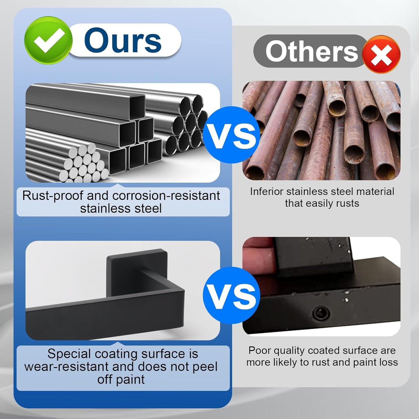 15 Pieces Bathroom Hardware Set, Matte Black Bathroom Accessories Set, Towel Racks for Bathroom, 23.6 Inch Bath Towel Bar Set Stainless Steel, Toilet Paper Holder Wall Mounted, Towel Ring, Towel Hook