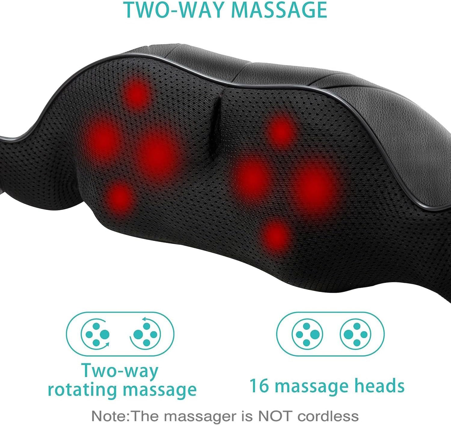 AERLANG Shiatsu Back and Neck Massager, Back Massager Deep Tissue Kneading Neck and Shoulder Massage with Heat, Electric Massage Pillow Fathers Day Gift Ideas from Daughter Son(NOT Cordless)